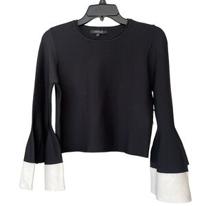 Olivaceous bell sleeve crop top blouse